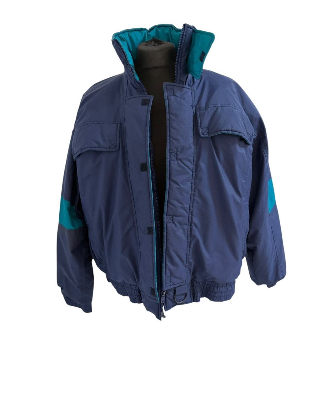 Vintage Mens Blue Alpine Ski Puffer Jacket Full Zip Sz L or XL Read Descrp.